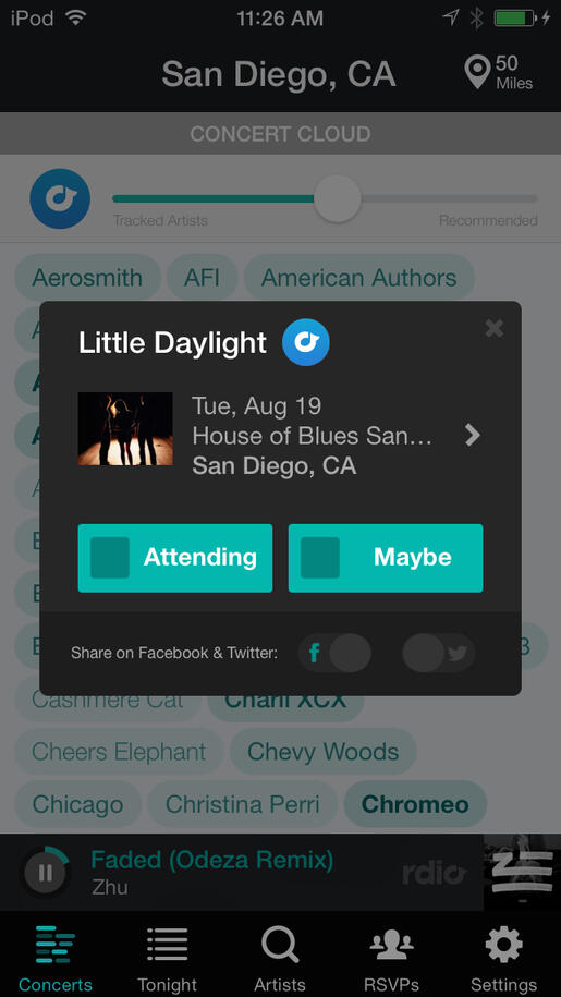 Bandsintown iPhone App - RSVP