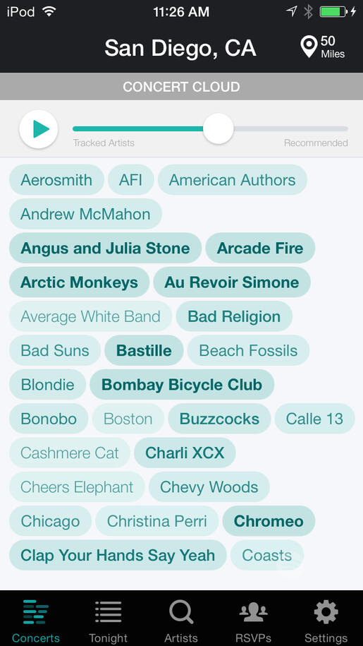 Bandsintown iPhone App - Cloud