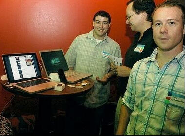 Mike and Todd pitching the first version of the website at Frank Gruber's Tech Cocktail in Boston